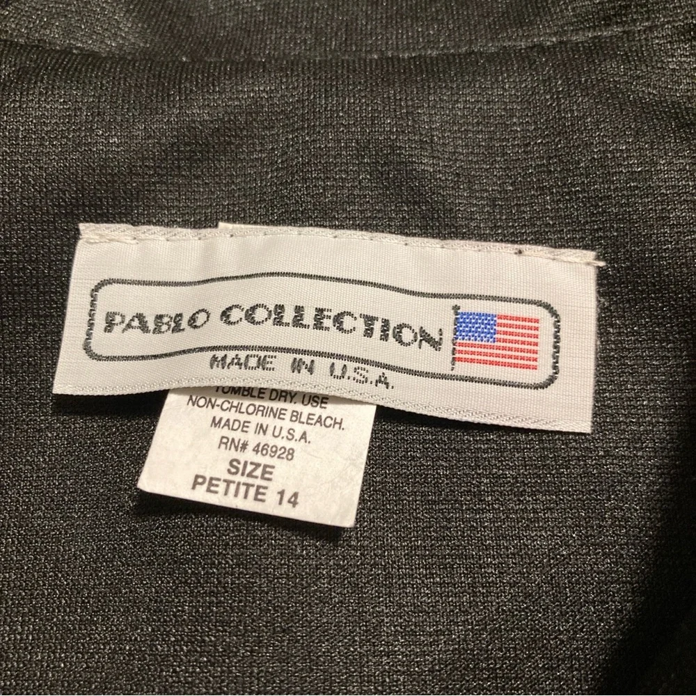 NWOT Pablo Collection Vintage 90s Short Sleeve Blouse & Midi Skirt Black Tan 14P